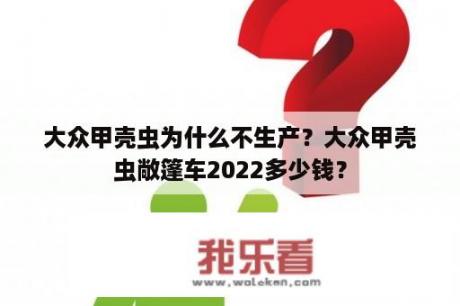 大众甲壳虫为什么不生产？大众甲壳虫敞篷车2022多少钱？