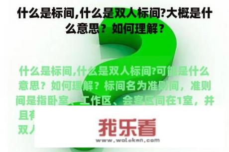 什么是标间,什么是双人标间?大概是什么意思？如何理解？