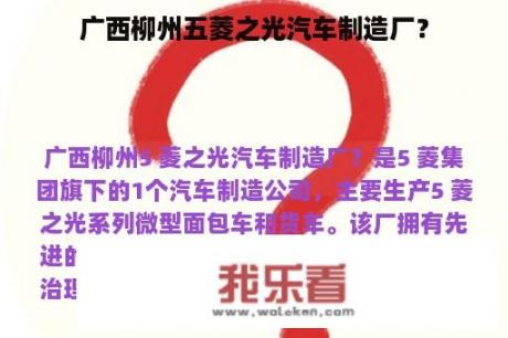 广西柳州五菱之光汽车制造厂？