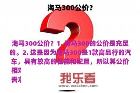 海马300公价？