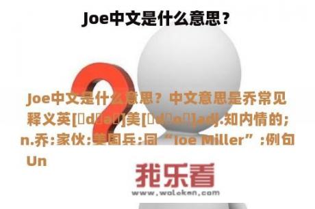 Joe中文是什么意思？