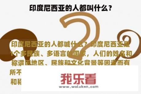 印度尼西亚的人都叫什么？