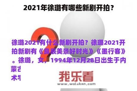 2021年徐璐有哪些新剧开拍？