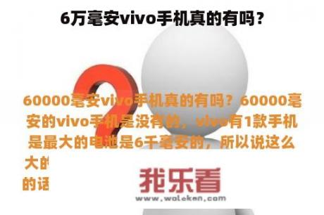 6万毫安vivo手机真的有吗？