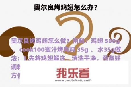 奥尔良烤鸡翅怎么办？