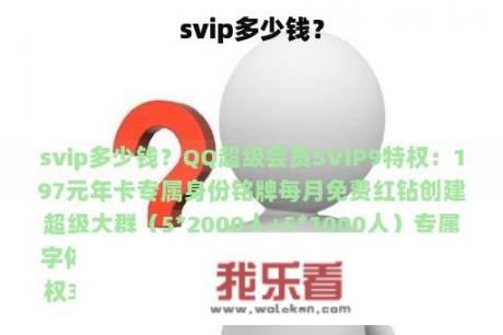 svip多少钱？