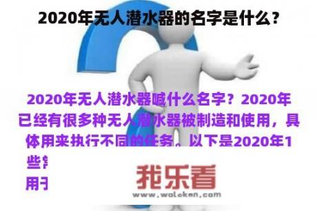 2020年无人潜水器的名字是什么？