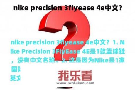 nike precision 3flyease 4e中文？