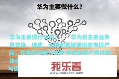 华为主要做什么？