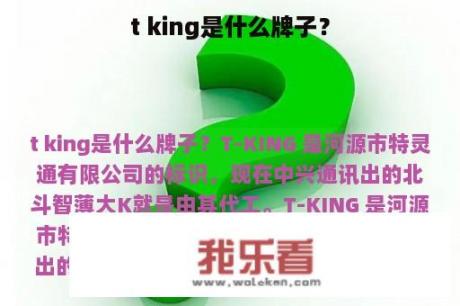 t king是什么牌子？