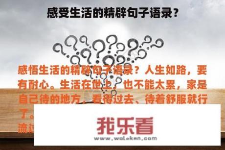 感受生活的精辟句子语录？