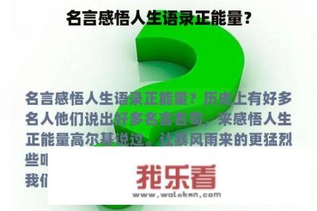 名言感悟人生语录正能量？