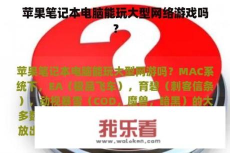 苹果笔记本电脑能玩大型网络游戏吗？