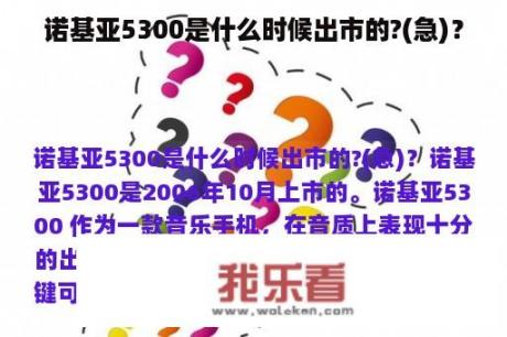 诺基亚5300是什么时候出市的?(急)？