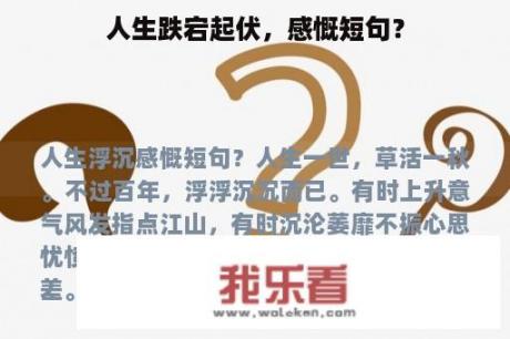 人生跌宕起伏，感慨短句？