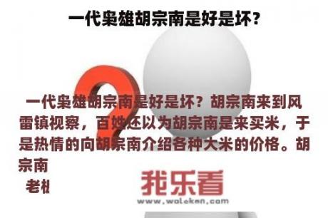 一代枭雄胡宗南是好是坏？