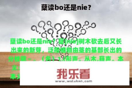 蘖读bo还是nie？