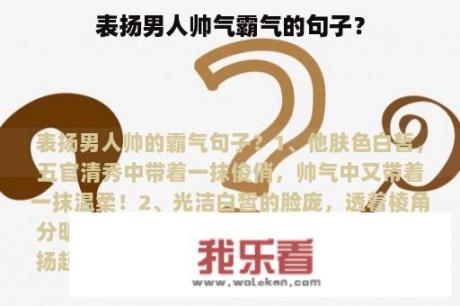 表扬男人帅气霸气的句子？