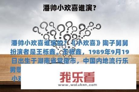 潘帅小欢喜谁演？