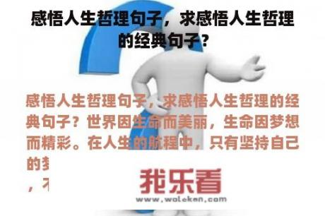 感悟人生哲理句子，求感悟人生哲理的经典句子？