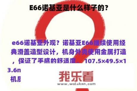 E66诺基亚是什么样子的？