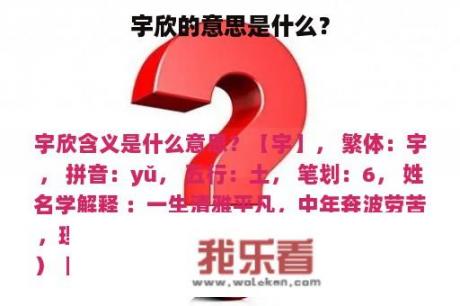 宇欣的意思是什么？