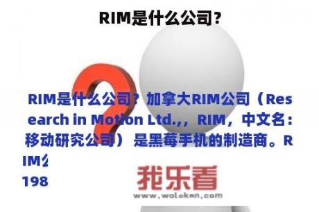 RIM是什么公司？