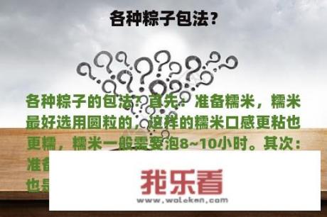 各种粽子包法？