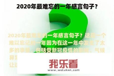 2020年最难忘的一年感言句子？