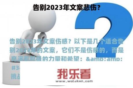 告别2023年文案悲伤？