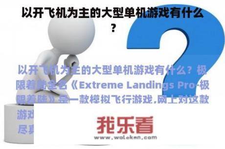 以开飞机为主的大型单机游戏有什么？