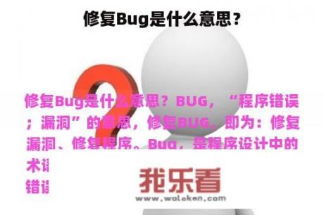 修复Bug是什么意思？