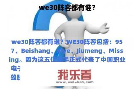 we30阵容都有谁？