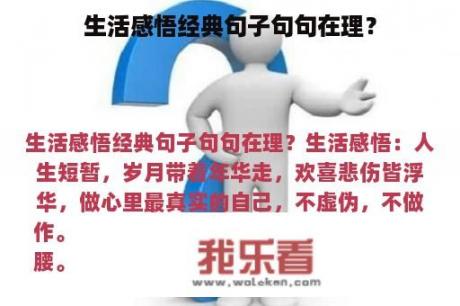 生活感悟经典句子句句在理？