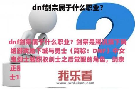 dnf剑宗属于什么职业？