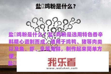 盐焗鸡粉是什么？