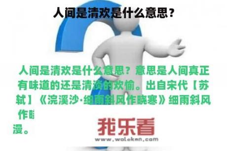 人间是清欢是什么意思？