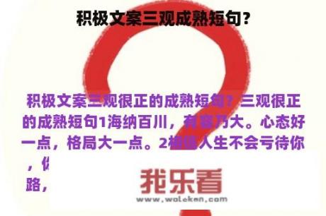 积极文案三观成熟短句？