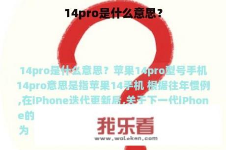 14pro是什么意思？