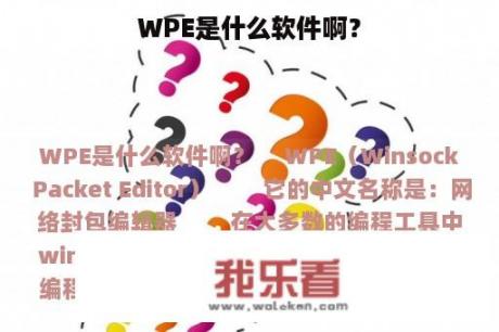 WPE是什么软件啊？