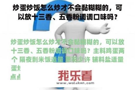 炒蛋炒饭怎么炒才不会黏糊糊的，可以放十三香、五香粉调调口味吗？