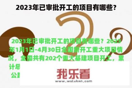 2023年已审批开工的项目有哪些？