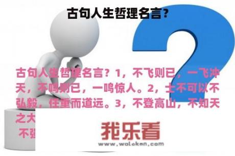 古句人生哲理名言？