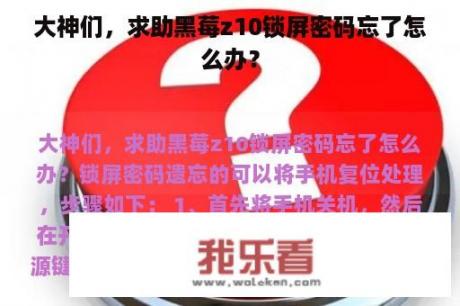 大神们，求助黑莓z10锁屏密码忘了怎么办？