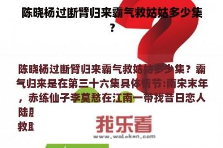 陈晓杨过断臂归来霸气救姑姑多少集？