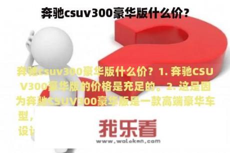 奔驰csuv300豪华版什么价？