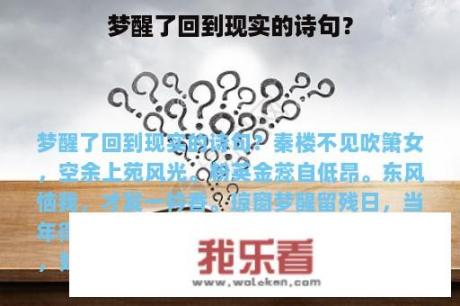 梦醒了回到现实的诗句？