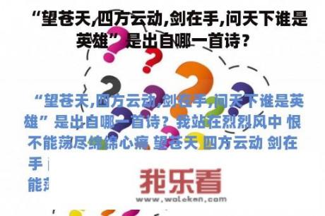 “望苍天,四方云动,剑在手,问天下谁是英雄”是出自哪一首诗？