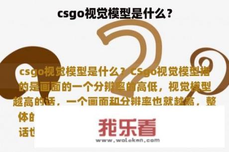 csgo视觉模型是什么？