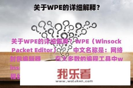 关于WPE的详细解释？